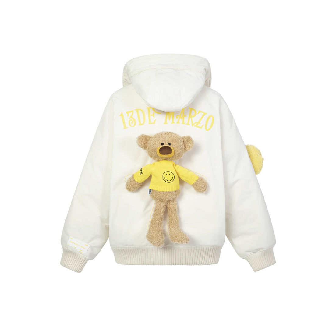 13De Marzo X Smiley Furry Bag Down Jacket White - Mores Studio