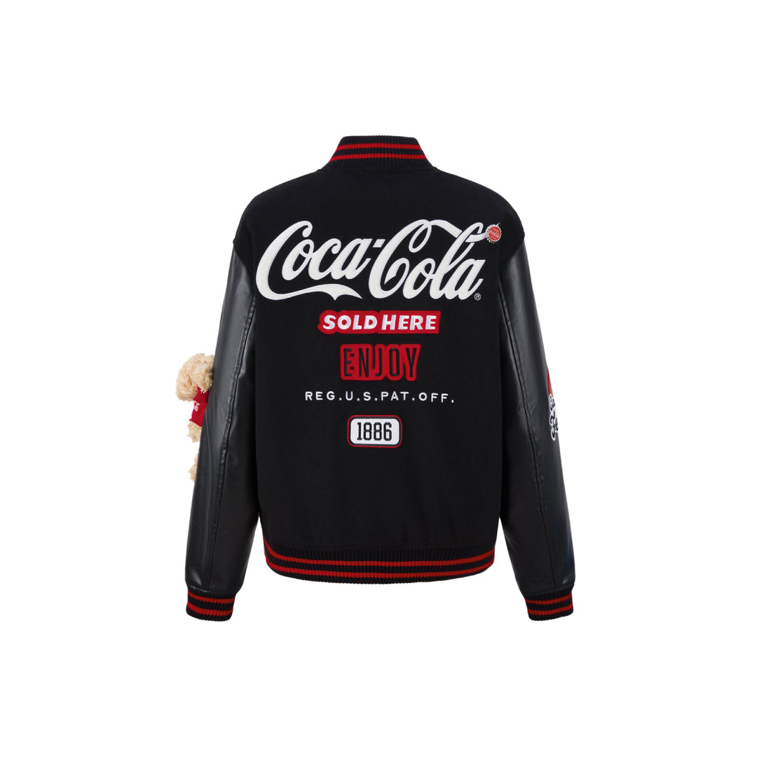 13De Marzo X Coca-Cola Bear Baseball Jacket Black - Mores Studio