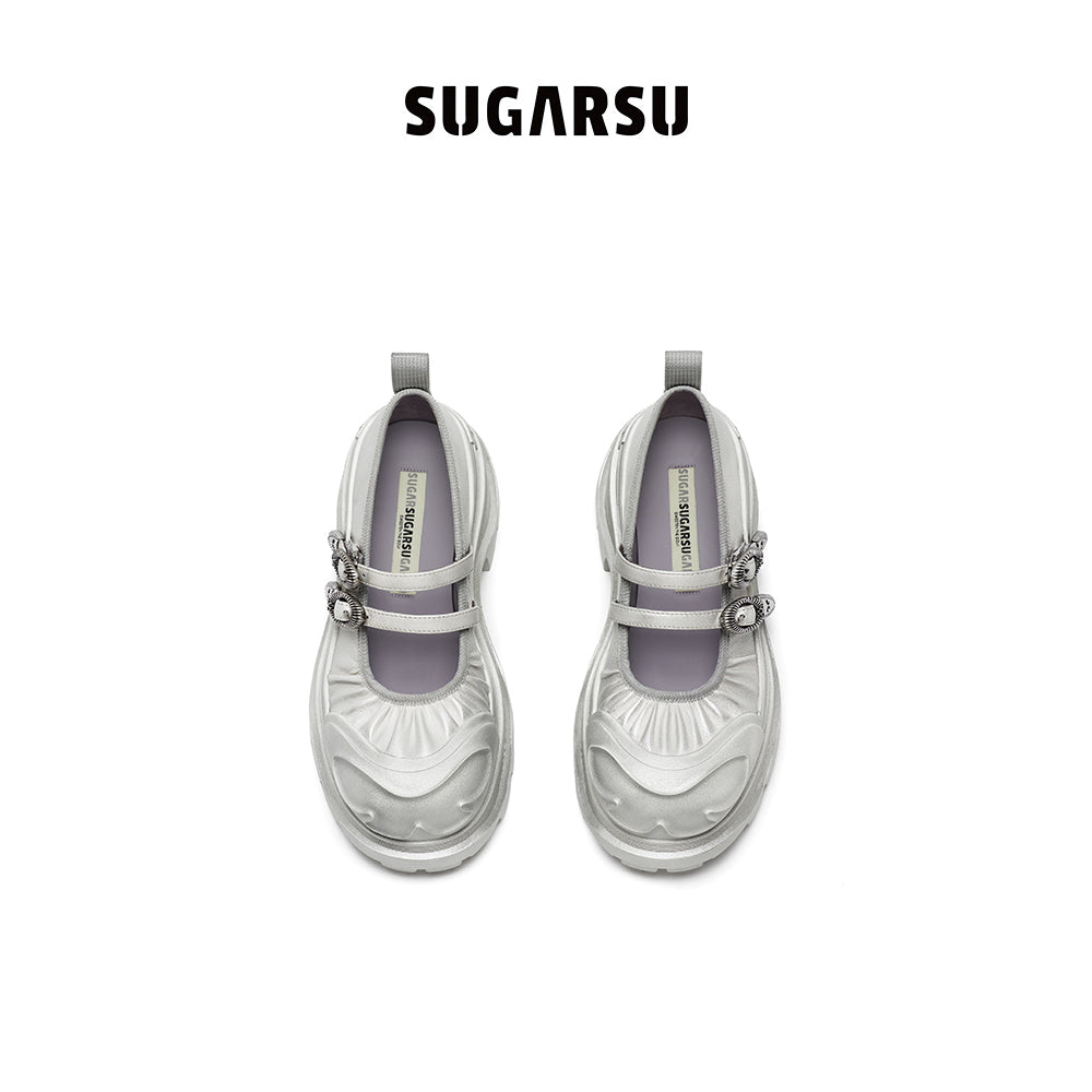 SugarSu Butterfly Sole Double Buckle Mary Jane Sliver