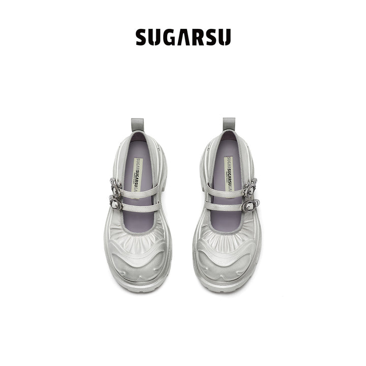 SugarSu Butterfly Sole Double Buckle Mary Jane Sliver