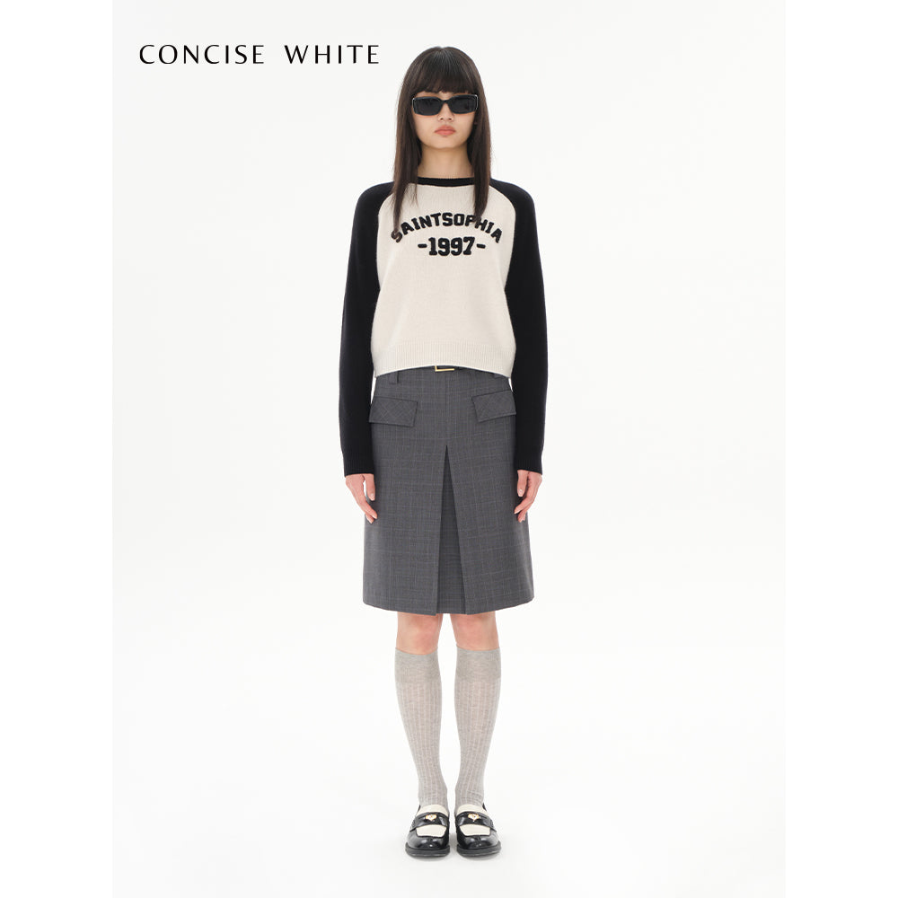 Concise-White 97 Logo Knit Raglan Sweater - Mores Studio