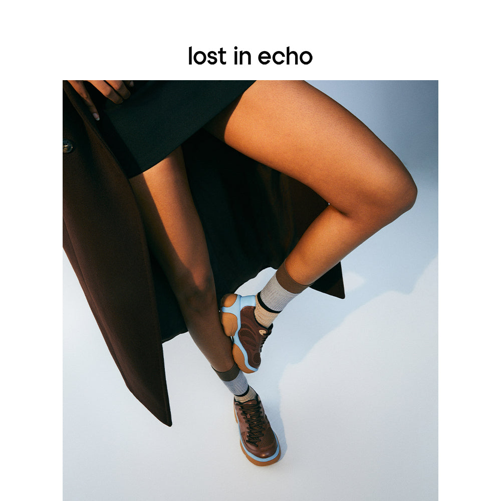 Lost In Echo Twist Upper Thick Sole Casual Retro Sneaker Brown