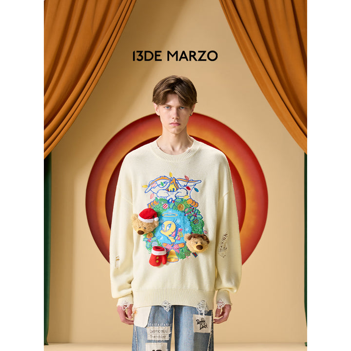 13De Marzo X Looney Tunes Tweety Christmas Sweater Cream - Mores Studio