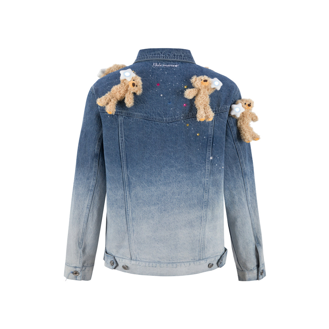 13De Marzo Luminous Star Bear Denim Jacket Blue - Mores Studio