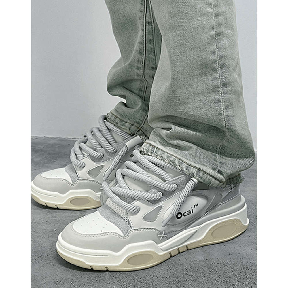 Ocai Retro Logo Sneaker White Grey