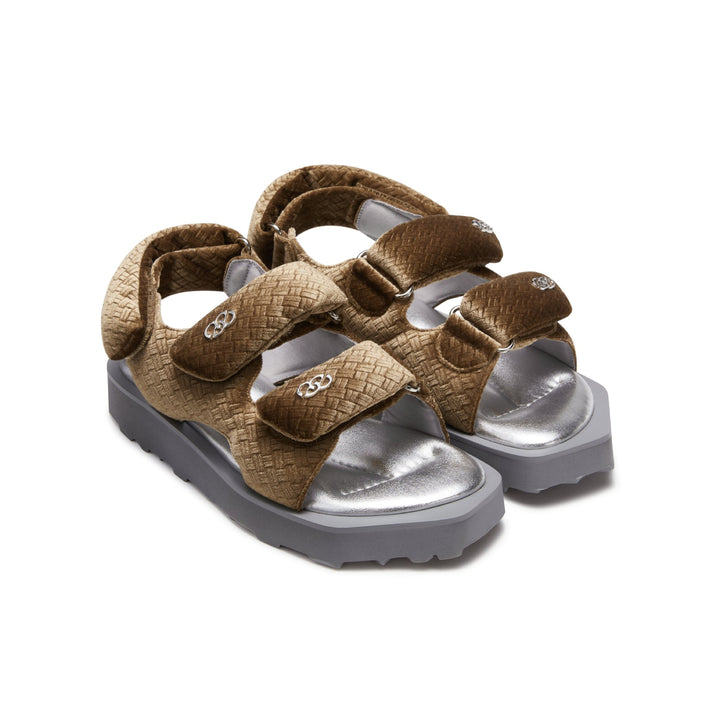 Lost In Echo Faceted Padded Double-Strap Sandal Brown