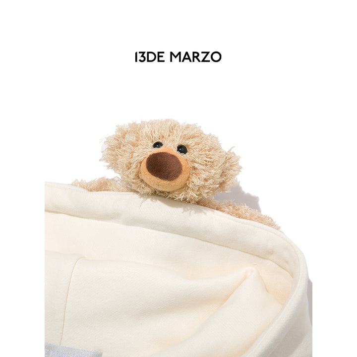 13De Marzo Bear Velcro Badge Hoodie Beige