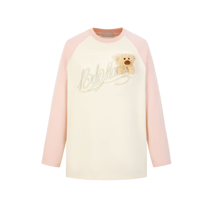 13De Marzo Gradient Bear Logo L/S Raglan T-Shirt Pink