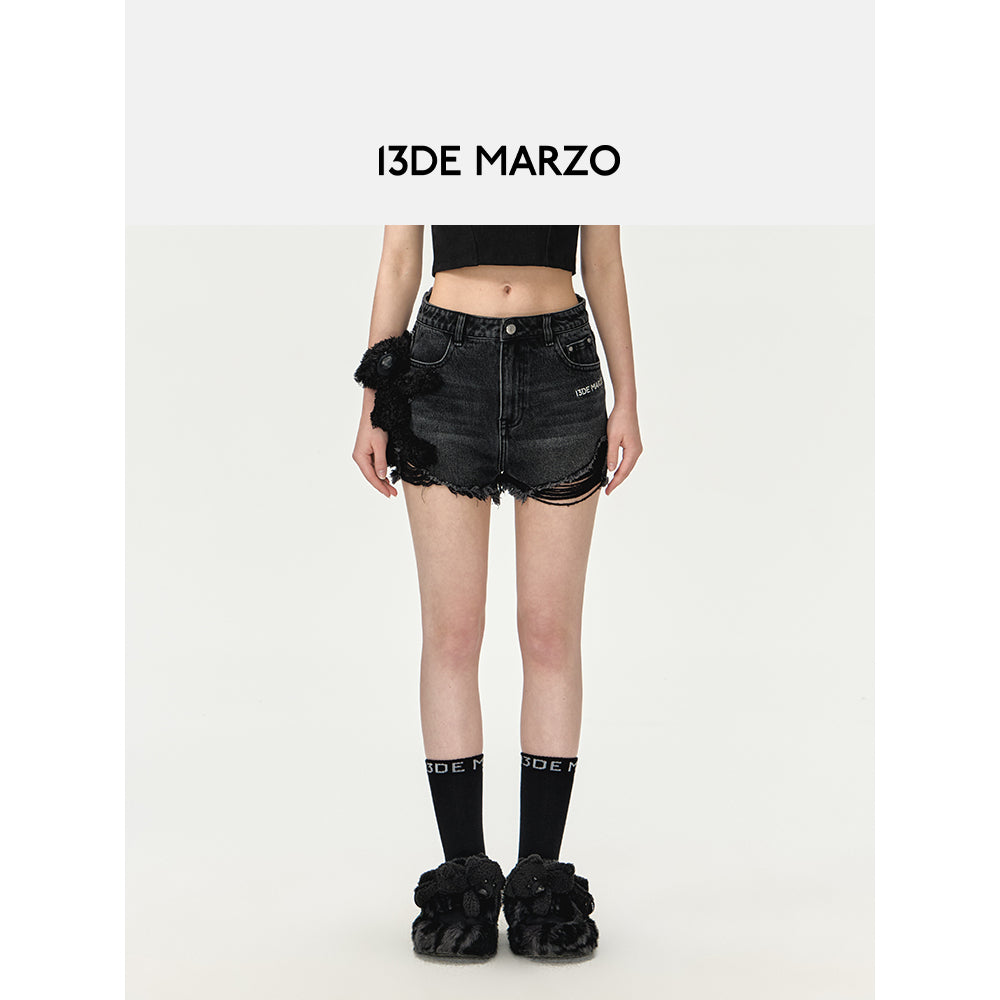 13De Marzo Doozoo Washed Denim Shorts Black