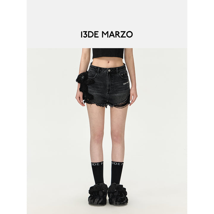 13De Marzo Doozoo Washed Denim Shorts Black