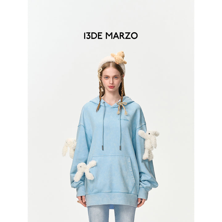 13De Marzo Doozoo Washed Faded Hoodie Blue