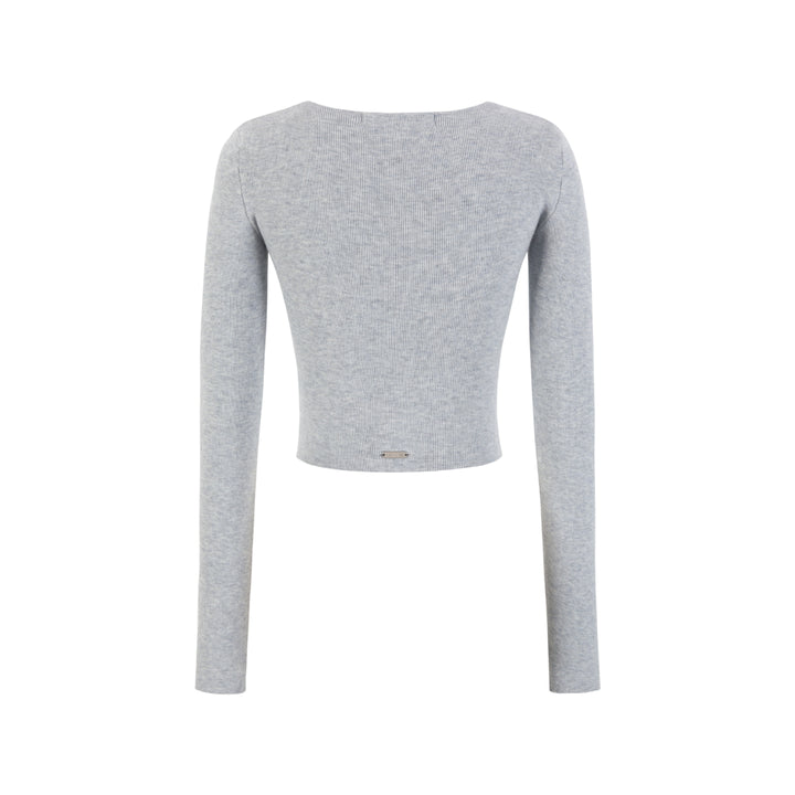 13De Marzo Sequin Logo Slim Fit Top Light Gray