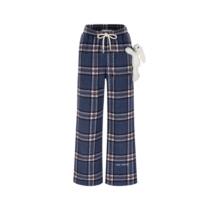 13De Marzo Doozoo Plaid Straight Pants Navy Blue