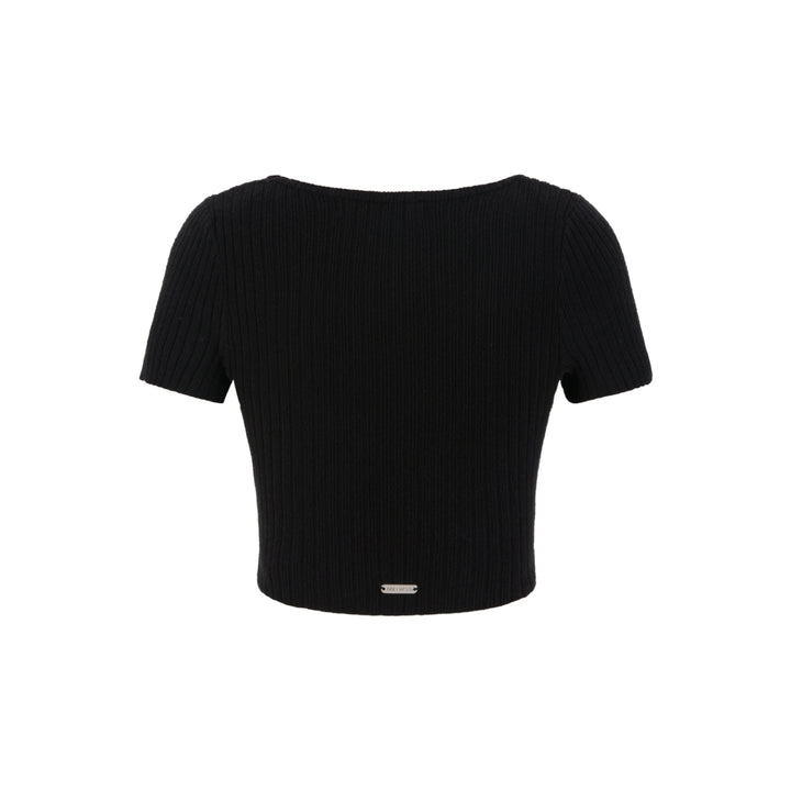 13De Marzo Basic Square Neck Slim-Fit Crop Top Black