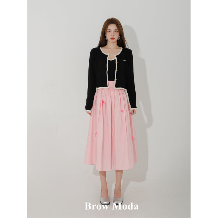 Brow Moda Bow Ties Wide Skirt Pink