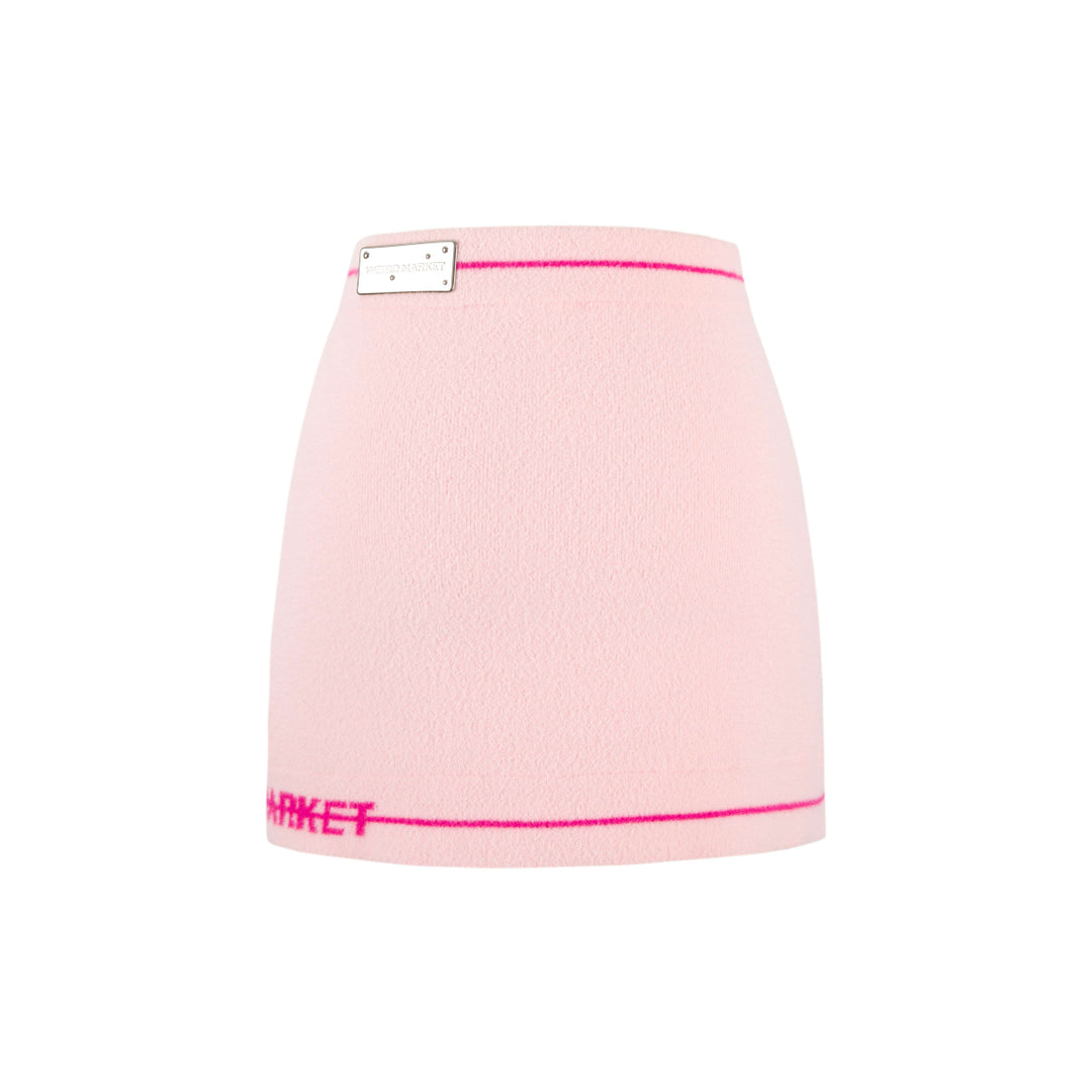Weird Market Basic Logo Knit Skirt Pink - Mores Studio