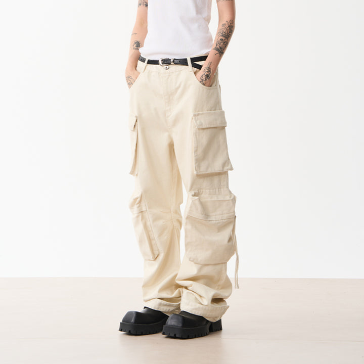 Moditec Four Pockets Cargo Pants Cream White - Mores Studio