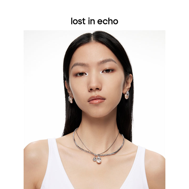 Lost In Echo Yetti Double-Layer Pearl Necklace Sliver