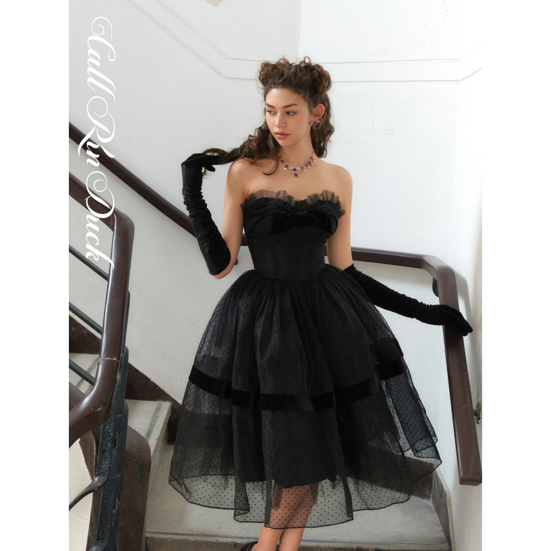 Callrinduck Twilight Tiered Mesh Dress Black - Mores Studio
