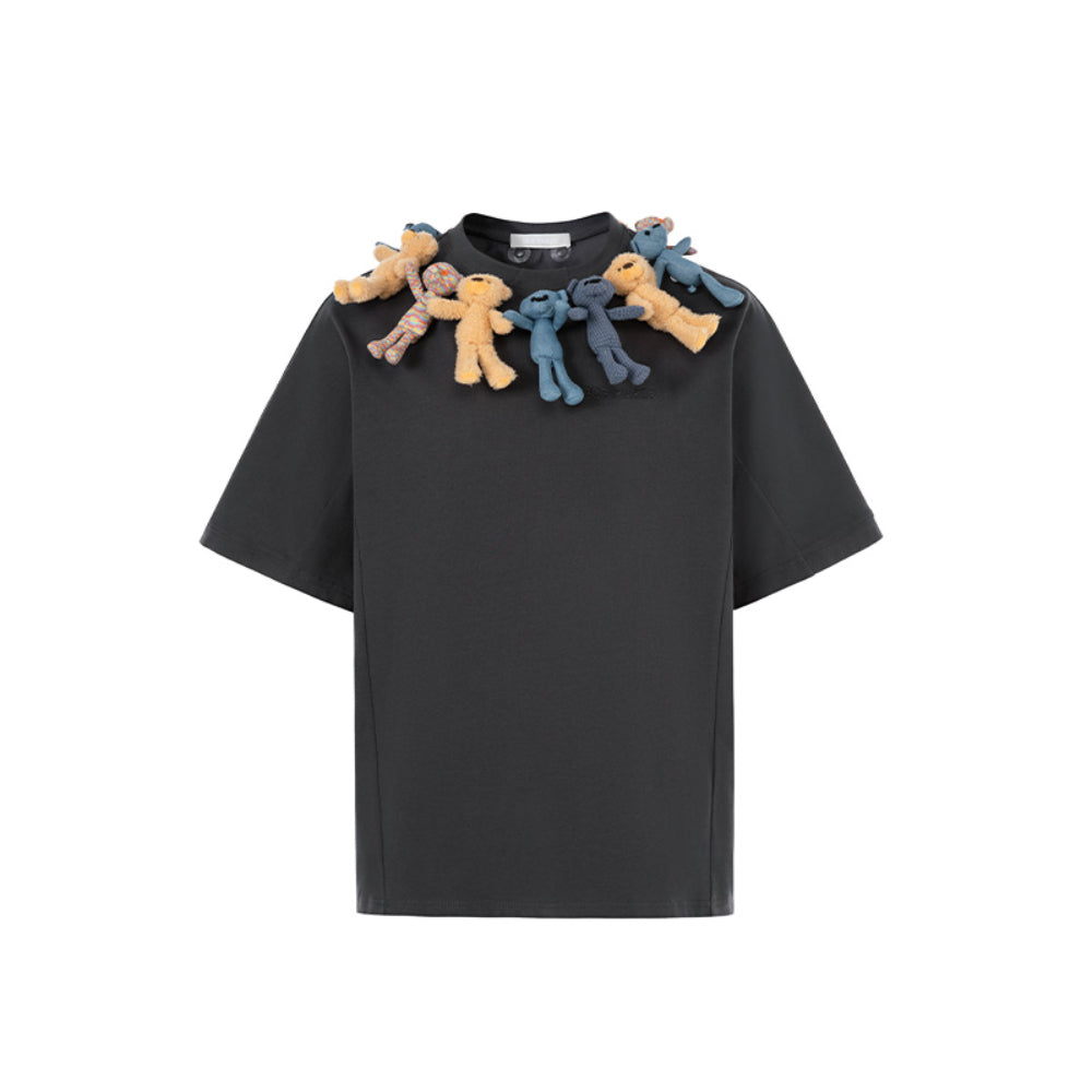 13De Marzo Mini Bears Collar Tee Dark Grey - Mores Studio