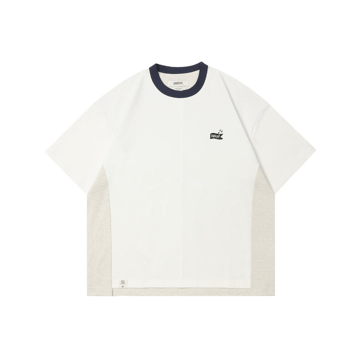 UNBENT Color Blocked Embroidery Logo T-Shirt White