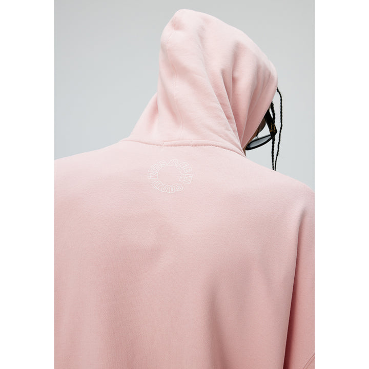 AFGK Basic Embroidery Logo Zip Up Hoodie Pink