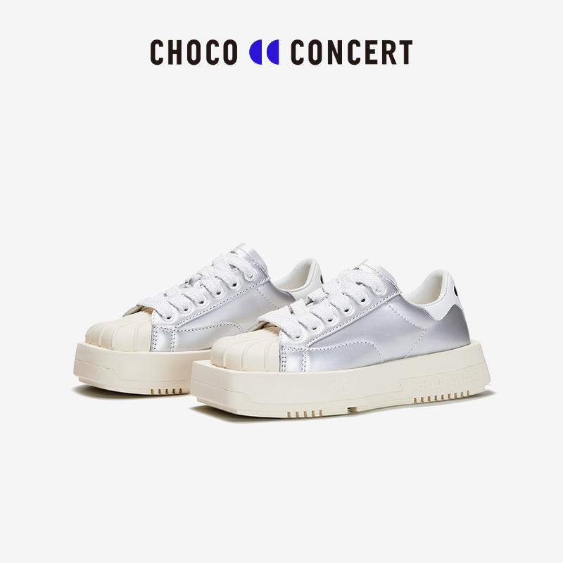 Choco Concert Mis-Matched Shell Toe Sneaker Sliver - Mores Studio