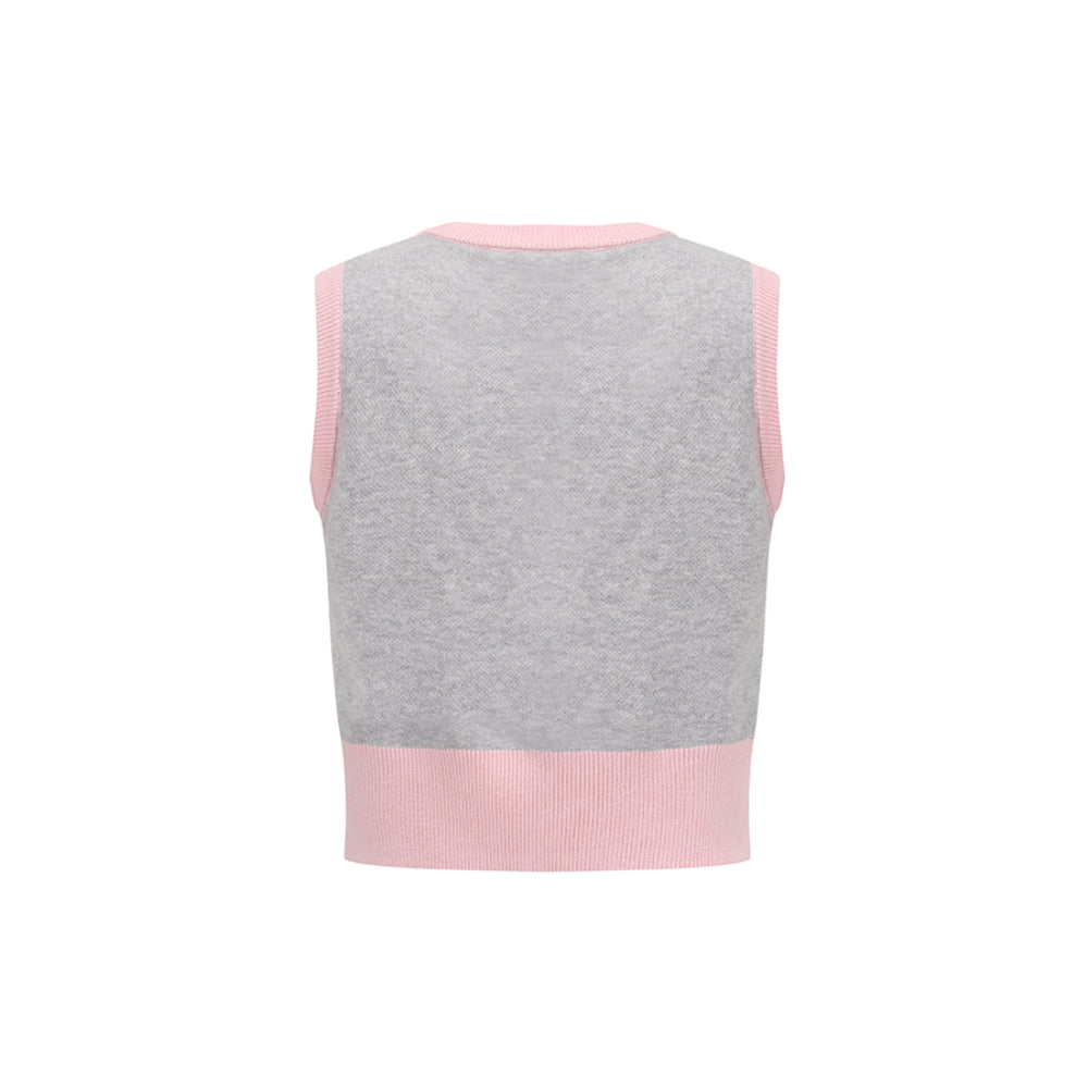 Alexia Sandra Diamond Check Heart Knit Vest Top Pink - Mores Studio