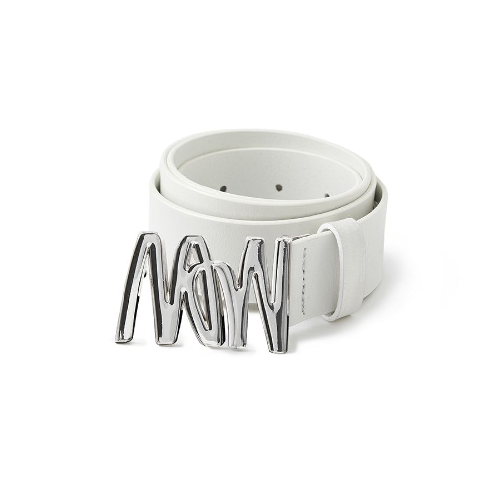 NotAwear Metal Logo Leather Belt White - Mores Studio