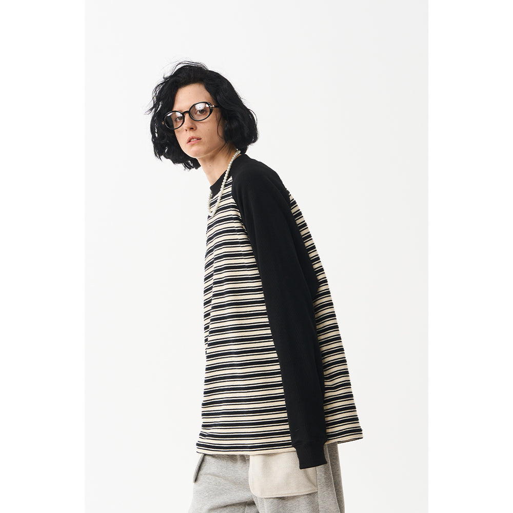 Moditec Striped Color Block Sweatshirt Black - Mores Studio