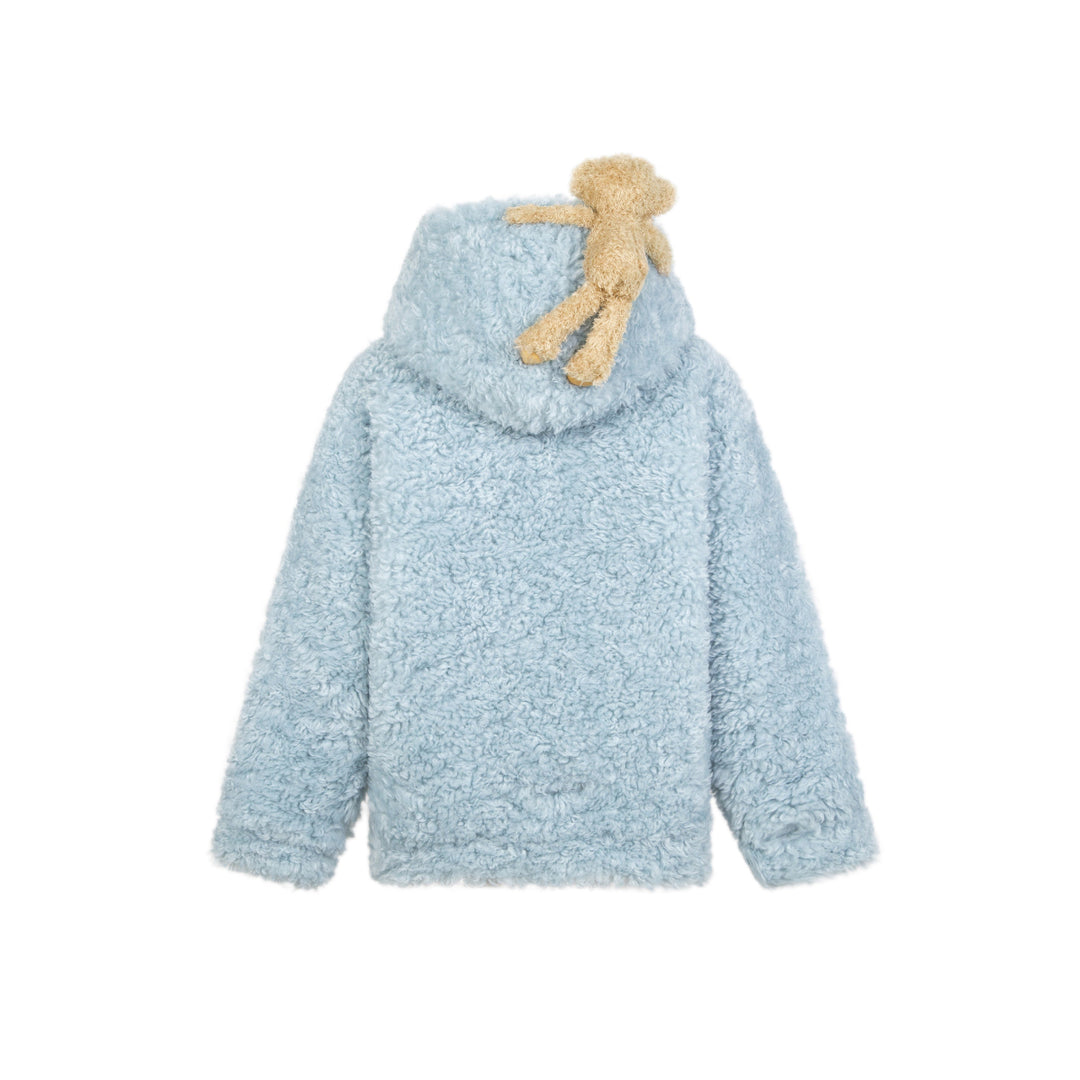 13De Marzo Plush Bear Fuzzy Hooded Coat Blue - Mores Studio