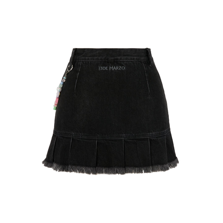 13De Marzo Logo Bead Chain Denim Skirt Black