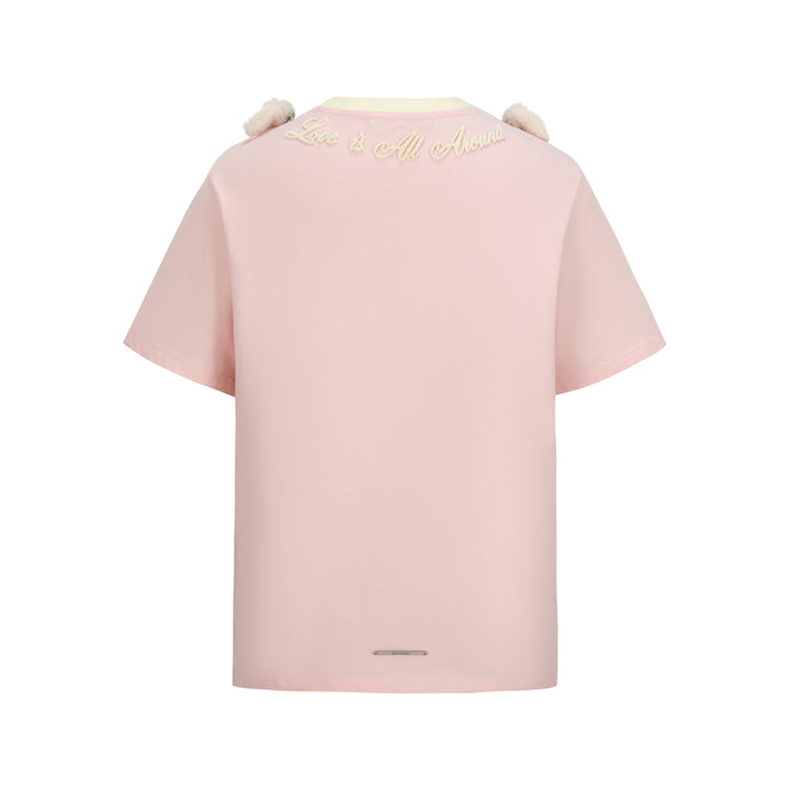 13De Marzo Doozoo Collar Embroidered Logo T-Shirt Pink