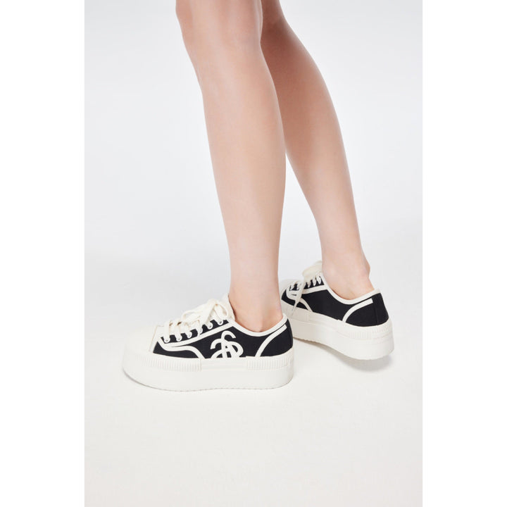 Ann Andelman Classic Court Platform Canvas Sneaker Black