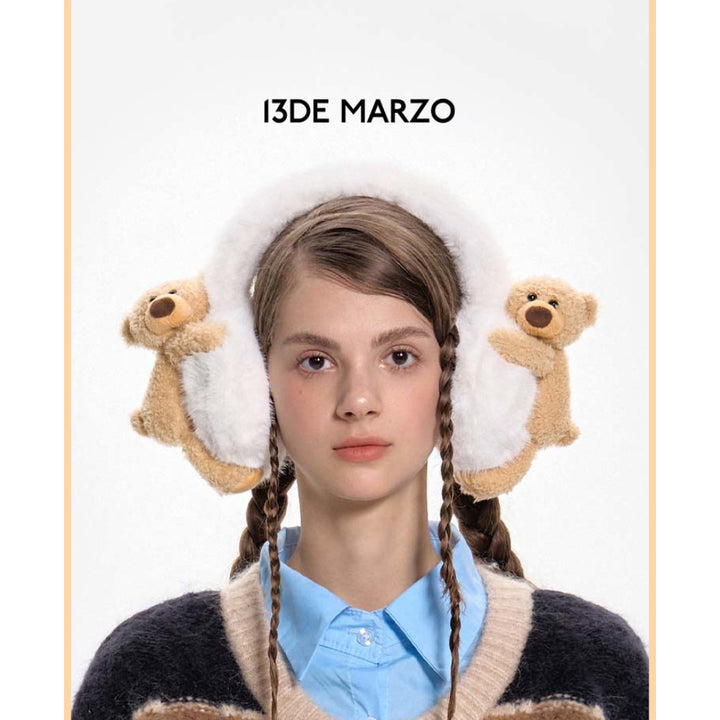 13De Marzo Doozoo Furry Earmuff White - Mores Studio
