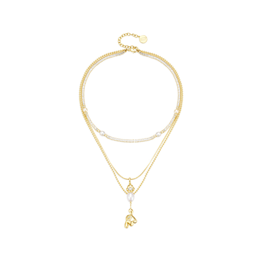 Lost In Echo Yetti Balloons Three-Layer Necklace Gold