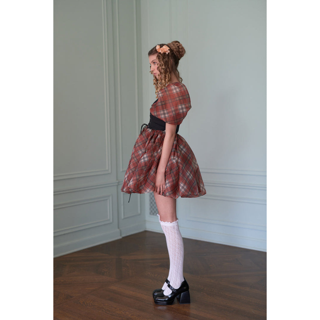 Selkie The Jane Eyre Checked Puff Dress - Mores Studio