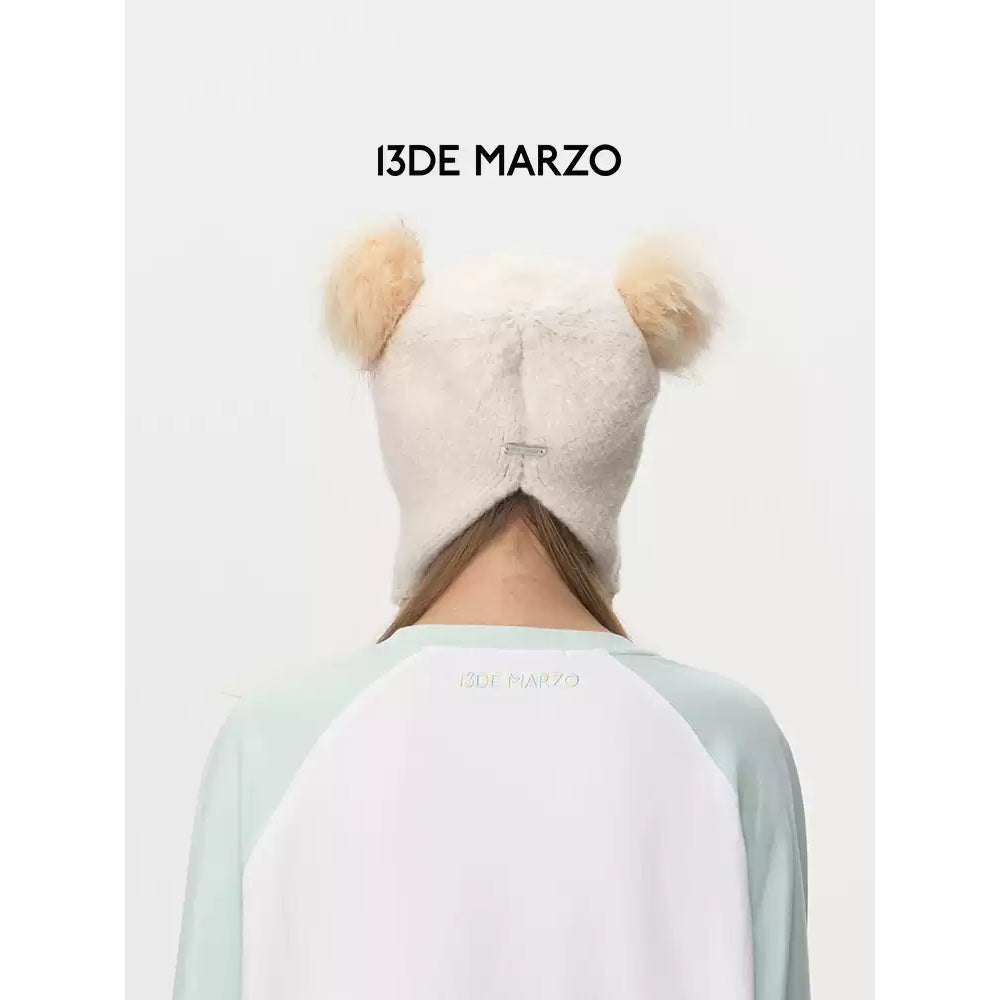 13De Marzo Ear Bear Knit Beanie Beige