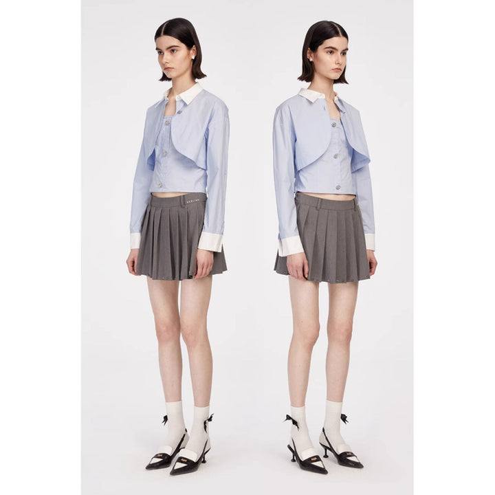 Herlian Rivet Pleated Skirt Grey - Mores Studio