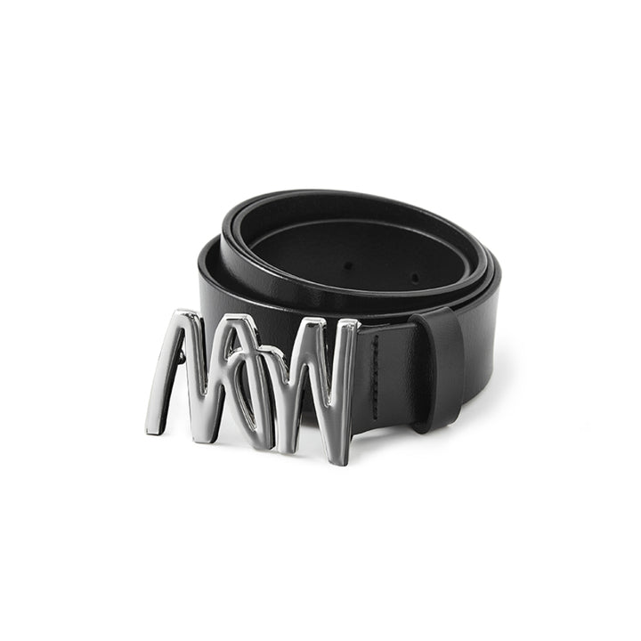 NotAwear Metal Logo Leather Belt Black - Mores Studio