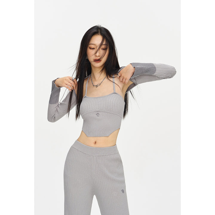 NotaWear Ice Silk Stretch Knitted Top Grey