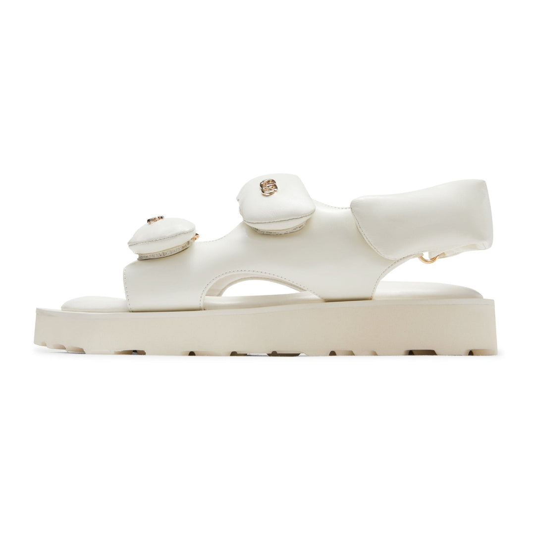 Lost In Echo Faceted Padded Double-Strap Sandal White