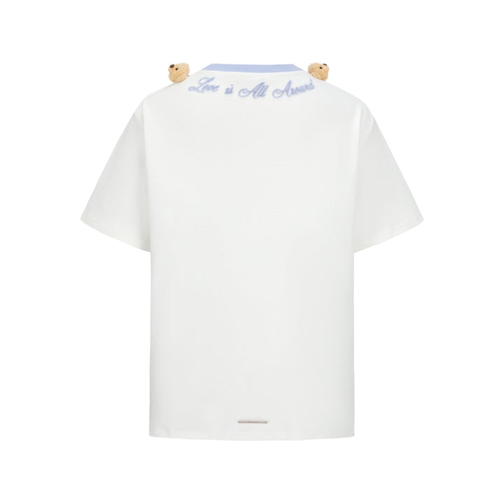 13De Marzo Doozoo Collar Embroidered Logo T-Shirt White
