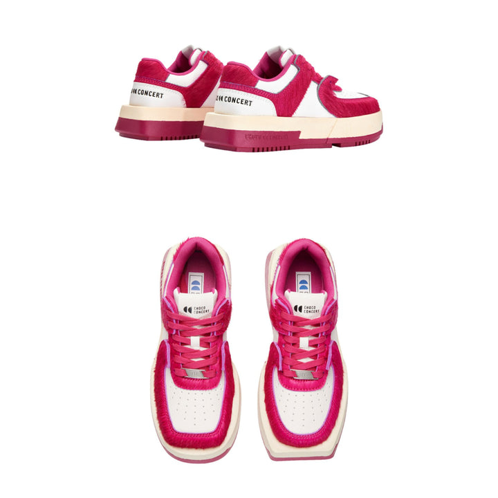 Choco Concert Mis-Matched Horsehair Square Toe Sneaker Pink - Mores Studio