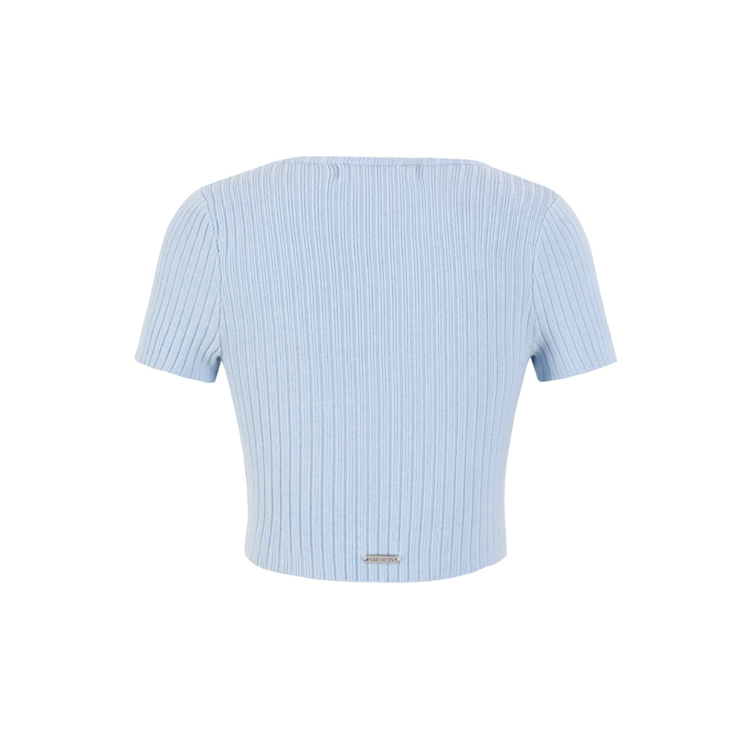 13De Marzo Basic Square Neck Slim-Fit Crop Top Blue