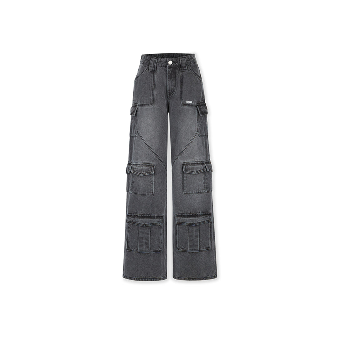 NotAwear Multi Pockets Cargo Jeans Washed Grey - Mores Studio