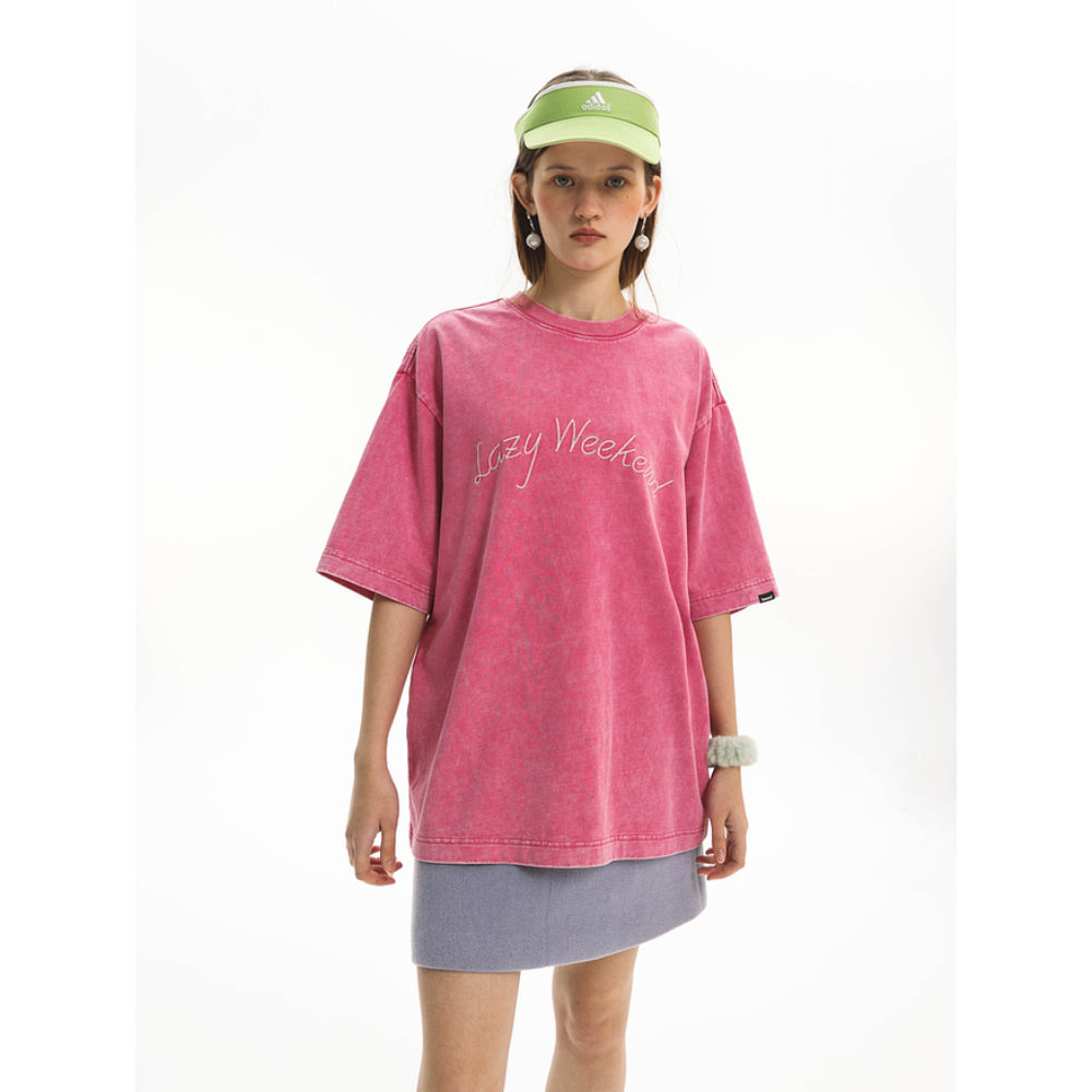 Unvesno 'Lazy Weekend' Washed Snowflake T-Shirt Pink