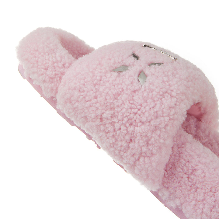 Trapar Waves Basic Casual Furry Slipper Pink