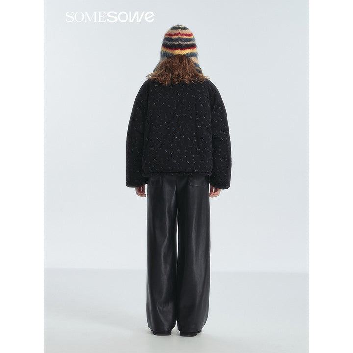 SomeSowe Lace Patchwork Reversible Down Jacket Black