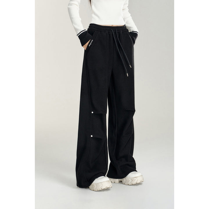 MacyMccoy Wrinkle Wide-Leg Fleece-Lined Pants Black